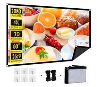 Écran de projection pliable de 152,4 cm, XINLEMY 4K 16:9, anti-plis, portable, lavable, absorbe la lumière, pour cinéma maison, jardin, intérieur et extérieur camping