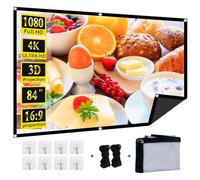 Écran de projection pliable de 213,4 cm, XINLEMY 4K 16:9, anti-plis, portable, lavable, absorbe la lumière, pour cinéma maison, jardin, intérieur et extérieur camping