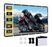 Écran de Projection Portable 180 Pouces, 16:9 HD Pliable Anti-Plis Écran Videoprojecteur Intérieur Extérieur Toile de Projecteur pour Home Cinéma, Camping, Fête