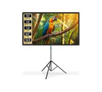TECTAKE - Écran de projection portable 80"" avec trépied, 16:9, 4K/HD, angle 160° - blanc