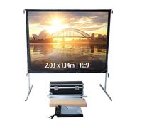 Ecran de projection valise 2,03 x 1,14m - Format 16:9 - Toile Arrière
