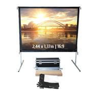 Ecran de projection valise 2,44 x 1,37m - Format 16:9 - Toile Avant
