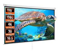 VEVOR Écran de Projection Enroulable Manuel 100 pouces 16:9 HD 4K Toile de Vidéoprojecteur Anti-Plis Grand Angle de Vision Montage Mural Image Détaillée pour Cinéma Domicile Maison Soirée Intérieur