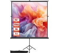 Écran de projection VEVOR Écran de projection sur pied (70 x 70 pouces) avec grand angle de 160°, écran de vidéoprojecteur pour projecteur intérieur & extérieur 1:1 4K HD, écran de projection portable