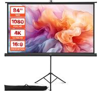 Écran de projection VEVOR Écran de projection sur pied (84 pouces) avec grand angle de 160°, écran de vidéoprojection pour projecteur intérieur & extérieur 16:9 4K HD, écran de cinéma portable avec sa