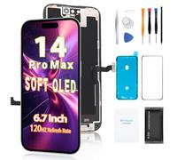 Écran de rechange pour iPhone 14 Pro Max de 6,7" 【est OLED doux, pas LCD】 Kit de réparation complet pour écran tactile 3D, assemblage de verre numériseur avec ensemble d'outils, verre trempé
