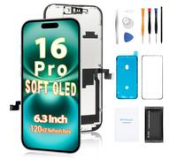 Écran de rechange pour iPhone 16 Pro 6,3" 【 OLED souple, pas LCD】 Kit de réparation complet pour écran tactile 3D, assemblage de verre numériseur avec ensemble d'outils, verre trempé, instructions