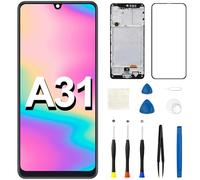 Écran de rechange pour Samsung Galaxy A31 avec cadre avec oreillette et haut-parleur Vibration Moteur LCD Écran tactile Digitizer Kit de réparation pour modèles A315F A315F/DS A315G (sans fonction