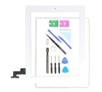 Ecran de Remplacement pour iPad 2 A1395 A1396 A1397, iPad2, numériseur à Écran Tactile Avant en Verre Assemblée White-Includes Bouton d'accueil + Support de Caméra + Adhésif Pré-Installé + Outils kit