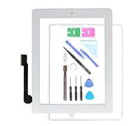 Ecran de Remplacement pour iPad 3 A1416 A1403 A1430, iPad3 Numériseur à écran Tactile Avant en Verre assemblée White-Includes Bouton d'accueil + Support de caméra + adhésif pré-installé + Outils kit