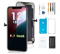 Écran de remplacement pour iPhone 12/12 Pro 6,1 pouces 3D Touch Sreen Kit de réparation complet Digitizer Display Assembly avec adhésif étanche, verre trempé 10D, outils, instructions (français non
