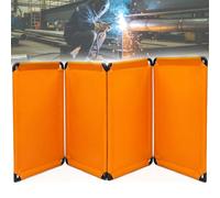 Écran De Soudage À 4 Panneaux avec Cadre, Écran De Protection De Sécurité Ignifugé, Rideau De Soudage 110 X 58 Cm, Barrière Pliable Orange Haute Visibilité pour Atelier Industriel