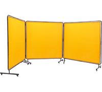 Écran de soudage SucceBuy 6' x 6' à 3 panneaux avec cadre - un must pour les ateliers Cet écran de soudage en vinyle ignifugé est livré sur 12 roulettes pivotantes (6 avec freins).