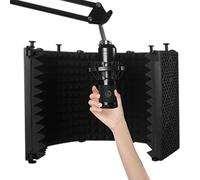 Écran d'isolation pour studio d'enregistrement - Bouclier Acoustique 5 Faces en Mousse Portable,Filtre De Réflexion Pour Microphone,pour Streamers Musiciens Chanteurs Producteurs de Musique Enregistre