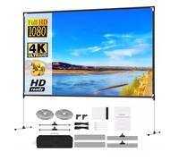 Écran Home Cinéma Écran Portable de Projection extérieure avec support 100 pouces for projecteur 16:9 4K, rideau films gonflable sac transport