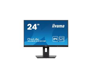 Ecran IIYAMA 23,8'' Noir dalle IPS Ultra mince 16:9 1920x1080 0.5ms 100Hz 250 cd/m2 HDMI DP HPs 15cm pied réglable en hauteur + Pivot TCO XUB2493HS-B6