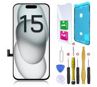 CINQ TEQ Ecran INCELL Remplacement pour iPhone 15 avec Joint Ecran, Verre trempé et Kit