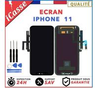 Écran iPhone 11 - PREMIUM - Noir - LCD + Vitre Tactile - Prémonté - 5,5 pouces