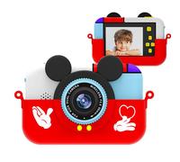 écran IPS HD 2,4 pouces pour enfants 28MP 1080P Mini appareil photo numérique caméscope double objectif 800mAh batterie rechargeable caméras portables pour enfants jouets selfie vidéo, rouge