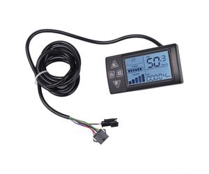 Écran LCD au lithium pour vélo électrique 24 V 36 V 48 V avec câble 5 broches et ligne lumineuse Corps ABS IP65 Compatible avec contrôleur OMD No.2 Convient aux guidons de 22,2 mm