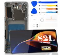 Écran LCD de rechange OLED pour Samsung Galaxy S21 5G SM-G991B SM-G991U SM-G991N Assemblée numériseur tactile SM-G9910 avec cadre (noir)
