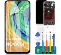Écran LCD de rechange pour Huawei Nova 5T - Kit de numériseur tactile de rechange (noir, avec cadre)