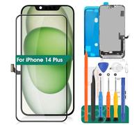 Écran LCD de rechange pour iPhone 14 Plus - Noir - 6,7" - Écran tactile numériseur - Assemblage complet - A2632 A2886 A2885 A2887 A2896 - Touch Face ID 3D True Tone avec kit de réparation complet
