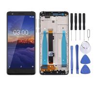 Écran LCD de téléphone Mobile Écran LCD TFT pour Nokia 3.1 TA-1049 TA-1057 TA-1063 TA-1070 Digitizer Assemblage Complet avec des Touches de Cadre et latéral (Noir) Réparation