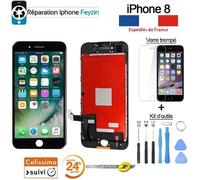 Écran LCD iPhone 8 - Apple - Noir - Vitre tactile sur châssis - Verre trempé - Kit outils