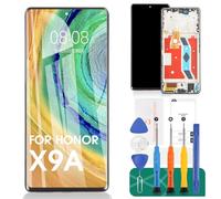 Écran LCD OLED pour Huawei Honor X9A avec écran tactile de rechange RMO-NX1 avec cadre (noir, avec reconnaissance d'empreintes digitales)