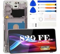 Écran LCD OLED pour Samsung Galaxy S20 FE 5G pour Samsung S20 FE 5G Écran de remplacement SM-G781B Écran tactile Digitizer Kit de réparation avec cadre (Lavande nuage, avec empreintes digitales)