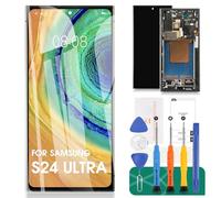 Écran LCD OLED pour Samsung Galaxy S24 Ultra 5G LCD S928 Affichage pour SM-S928U Écran LCD Tactile Digitizer Assemblée Pièces de réparation avec outils (avec cadre, noir, plus grande zone d'affichage)