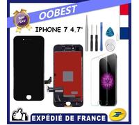 Écran Lcd Pour Iphone 7 Noir Avec Vitre Tactile Sur Chassis Outils Verre Trempe