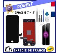 Écran Lcd Pour Iphone 7 Noir Avec Vitre Tactile Sur Chassis Outils Verre Trempe