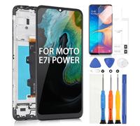 Écran LCD pour Motorola Moto E7i Power XT2097-13 6,51" Tactile Écran pour Moto E7 Power PAMH0001IN PAMH0010IN Digitazer Panneau de Verre Assemblée Remplacement avec Réparation Kit(Noir avec Cadre)