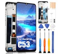 Écran LCD pour Oppo Realme C53 Display LCD pour Realme C53 RMX3760 Écran Ecran Replacement de l'écran Tactile Digitazer Full Assembly avec Réparation Kit (Noir avec Cadre, 6,74")