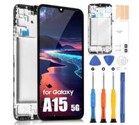 Écran LCD pour Samsung Galaxy A15 4G/5G - Écran d'affichage LCD pour Galaxy A15 4G/5G SM-A155F SM-A156B - Écran tactile numérisé complet avec kit de réparation (16,5 cm, Noir avec cadre)
