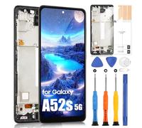 Écran LCD pour Samsung Galaxy A52s 5G SM-A528B SM-A528B/DS LCD Écran Tactile Digitizer Verre Assemblée de Remplacement avec Réparation Kit (6,5", Noir avec Cadre, Sans Fingerprint Unlocking)
