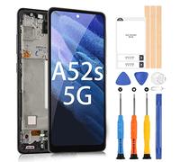 Écran LCD pour Samsung Galaxy A52s 5G SM-A528B SM-A528B/DS LCD Écran Tactile Digitizer Verre Assemblée Remplacement avec Réparation Kit(Noir avec Cadre, sans Reconnaissance d'empreintes)
