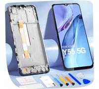 Écran LCD pour Vivo Y55 5G Ecran De Remplacement pour Vivo Y55 5G V2127 V2154 6,58" Écran LCD Numériseur Tactile Panneau Assemblé De Réparation avec Outils (Noir avec Cadre)
