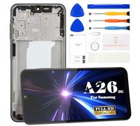 Écran LCD TFT pour Samsung Galaxy A26 5G - Écran Tactile de Remplacement pour Galaxy A26 A266 A266B SM-A266B SM-A266B SM-A266E - Kit de réparation avec Cadre (Noir, sans Empreintes digitales)