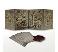 Ecran Maitre du Jeu Dungeon Master avec Bac à Dés DOJA Hobbies, DM Screen DND MJ Pliable 4 Panneaux en Simili Cuir Doré avec Inserts Personnalisables, Accessoire Donjons et Dragons Jeu de Rôle
