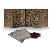 Ecran Maitre du Jeu Dungeon Master avec Bac à Dés DOJA Hobbies, DM Screen DND MJ Pliable 4 Panneaux en Simili Cuir Cuivre avec Inserts Personnalisables, Accessoire Donjons et Dragons Jeu de Rôle