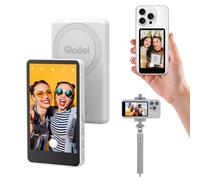 Ecran Moniteur Selfie, Rollei Easy Creator Selfie Monitor Caméra Arrière Magnétique Écran Telephone Portable pour iPhone et Android pour TikTok Live Stream Vlog Blanc Ecran-Téléphone-Selfie-Moniteur