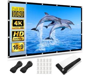 Ecran Mural Videoprojecteur 120 Pouces,HOPFROG Devant et Derrière Anti Lumiere, avec 2 * 5m Cordes, 20 * Crochet Adhésif, 4k 16: 9 Full HD Portable Ecran Projection, 266 x 150 cm
