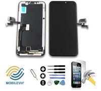 Écran OLED - iPhone X - Noir - Vitre tactile assemblée - Kit outils inclus - Verre trempé