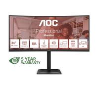 AOC Écran PC CU34E4CV 34" incurvé 3440 x 1440 120 Hz VA HDR10 HDMIx2 DP USB-C Haut-parleurs