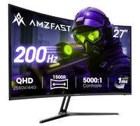 Écran PC Gaming 27 Pouces Incurvé, 2K QHD(2560 x 1440), 200Hz Moniteur, 1ms MPRT, 1500R, sRGB 134%, Adpative Sync, HDR400, Eyes-Care,VESA 100 x 100, HDMI 2.1 x 2/DP 1.4 x 2, AMZG27C1Q