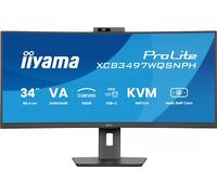 iiyama Prolite XCB3497WQSNPH-B1 Écran LED incurvé 1500R VA 34" UWQHD HDMI DP-in/Out DaisyChain USB 3.2 USB-C Dock 95 W RJ45 (LAN) KVM Réglage de la Hauteur Synchronisation adaptative Windows Hello