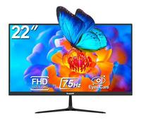 Écran Plat Gawfolk 22 Pouces 1080P FHD, Taux de Rafraîchissement 75Hz, Protection des Yeux Anti-Lumière Bleue et Sans Scintillement, Antireflet, HDMI/VGA, Fixation VESA 75x75mm, Noir Élégant, Prise EU